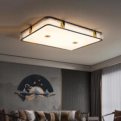 新中式吸全灯卧室全光谱护d眼le铜61501简约现代长顶方形客厅灯具