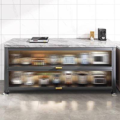 板厨房置物架爆落地多岩层碗碟收纳款橱柜多功能LFU储家用餐边柜