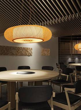 新中式吊灯厅手客工竹编灯意卧园室东南亚餐TM-52011厅创田茶室茶