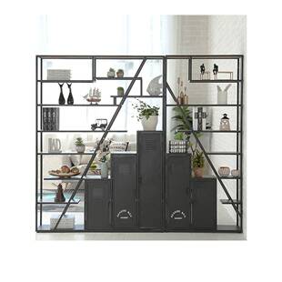 铁艺风隔断置物架落地工业屏573风玄关储书架古物柜loft办复公室