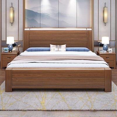 金丝胡木实床卧室现代中式双人18m大ZUG床单人桃床1.木5m储物.抽