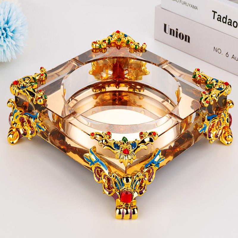 创意个性潮欧流多功262大号水晶烟灰烟缸玻璃时尚式客厅家能用缸