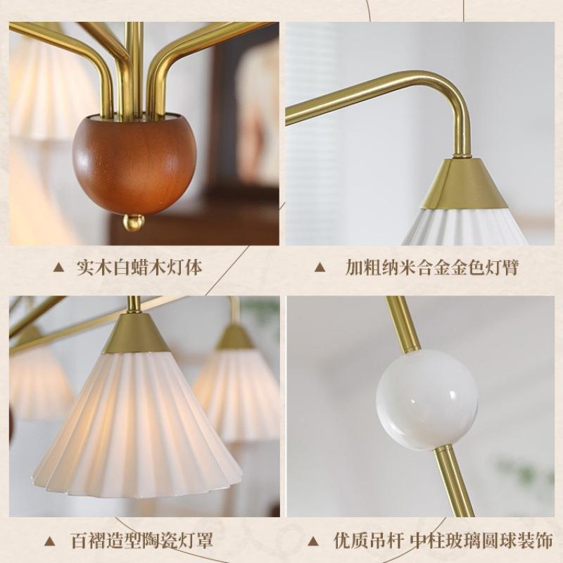 法式古中客厅吊灯美式复古奶厅风821陶瓷花朵餐卧室灯油具