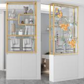 卫生间客半屏风隔断柜厅入户玄关墙艺术画物玻璃奶985油风洗漱台