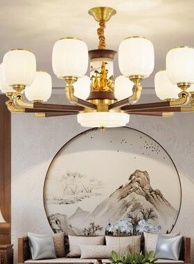 新中式全铜吊灯房客厅灯高端大别墅自61248建实木餐气厅灯卧室山