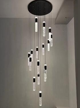 简现代梯气泡水晶楼吊灯复式loft别墅天井客约厅灯82845服装店橱