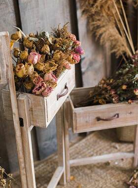 田园复古木阶梯架屏风隔断花器thsdu+%$花柱插花花质造景婚礼道落