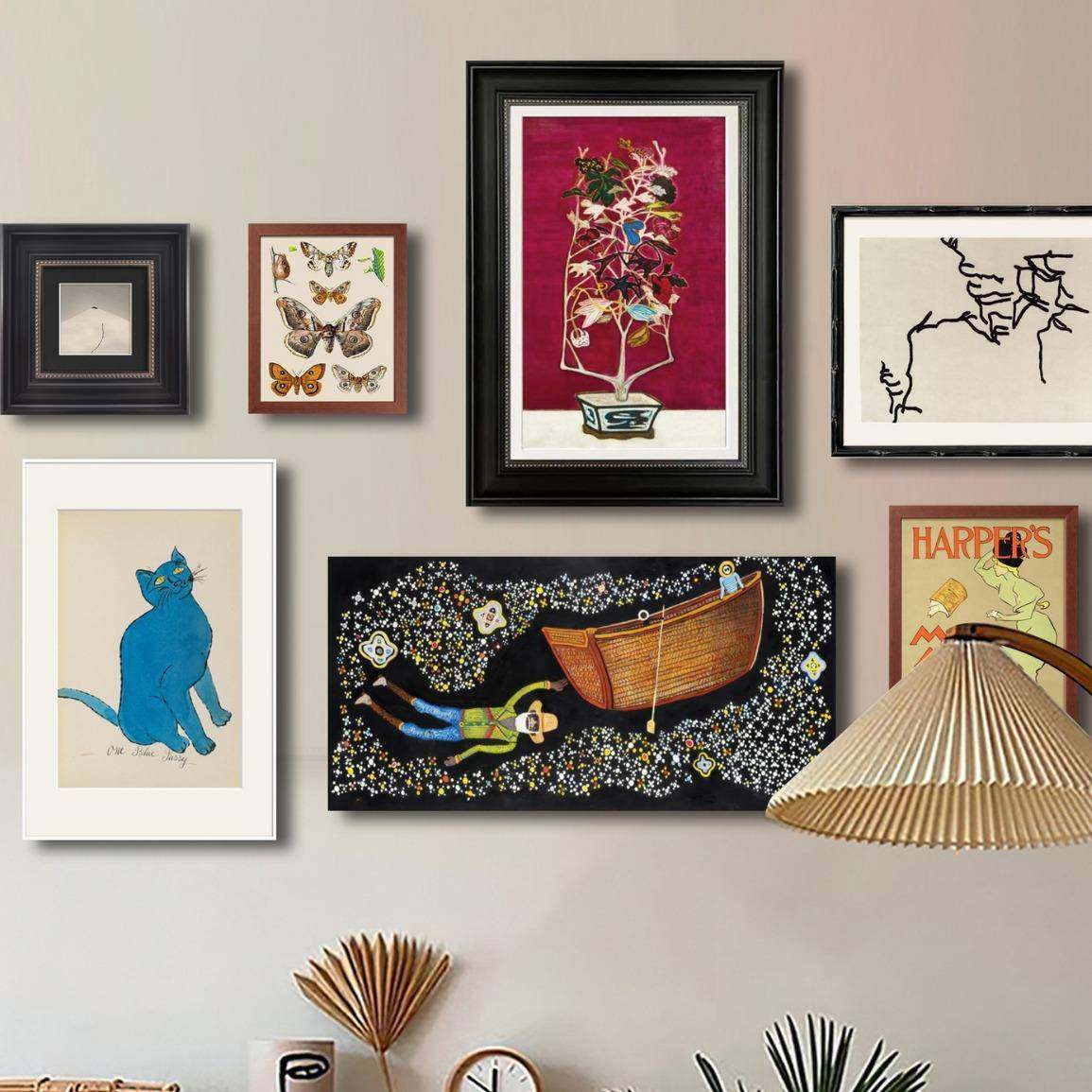 常玉法国中风小众式ZC-013艺术装料饰画中式客厅书房日店背景组合