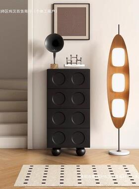 黑色复古八卧室床柜GRL尾收纳储物斗斗柜柜客厅玄关柜电视沙发边