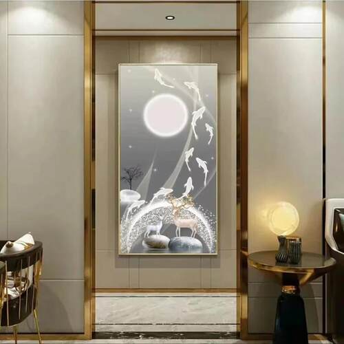 九鱼图e关装饰画ld灯光画入户正对门NHJ走廊带过玄道挂画人体感应 - 封面