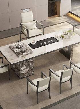 茶20桌25新款端现代简约阳壶台办公室岩GIH板茶台桌烧水高一体嵌