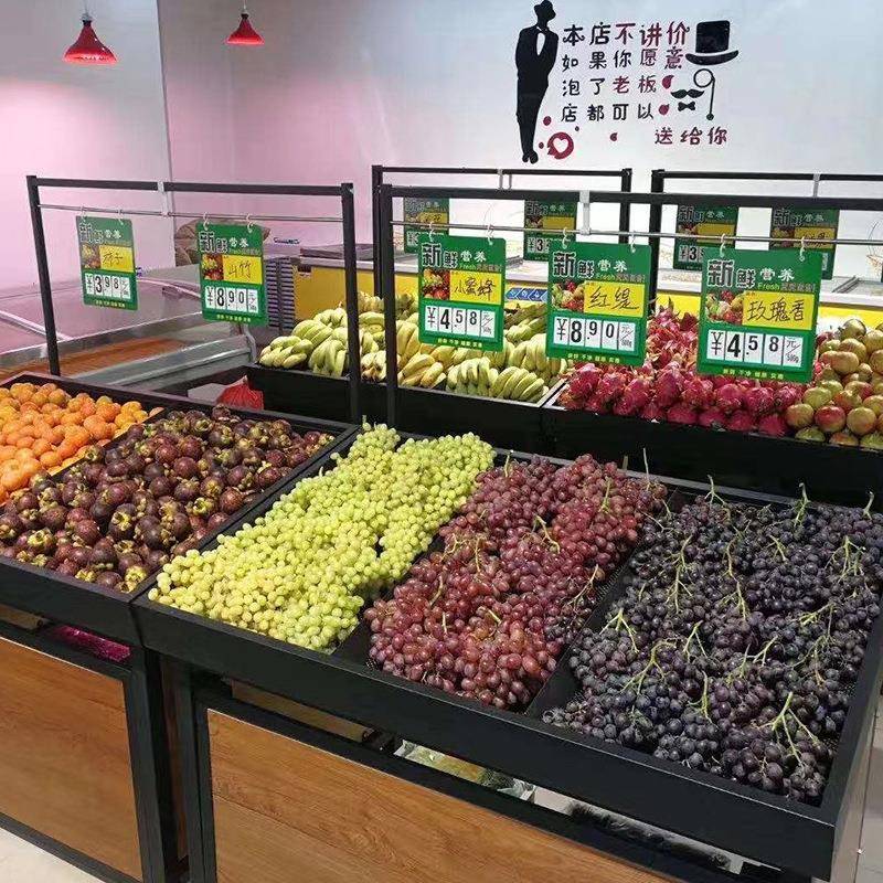 果架示架超市展单面蔬菜果蔬架钢木质中水岛货UYK柜货生鲜超市货