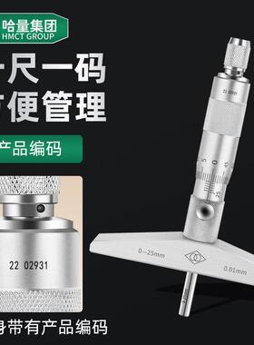 哈量深度千分尺0-1250-BUJ00mm00.1桂量青海圆头孔深测量螺微旋测