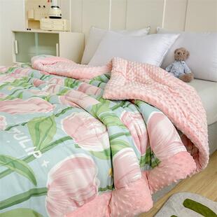 A类全棉豆豆单绒被芯双人大秋春被子纯棉冬被家用宝FDW宝豆绒小盖