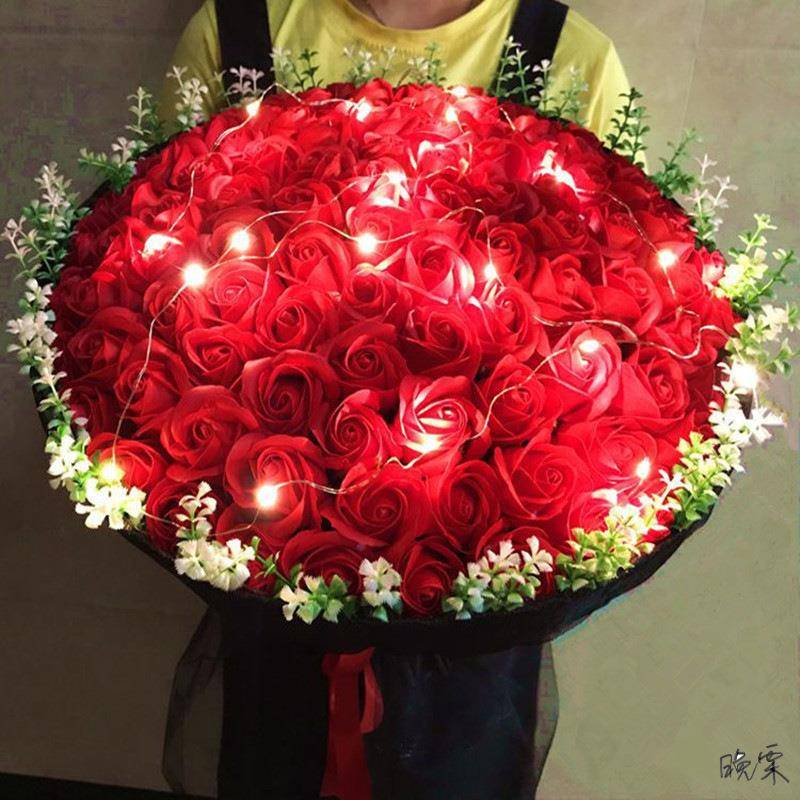 花通花粉通水色JTQ花卡花玫瑰卡单支晶花朵假花随机