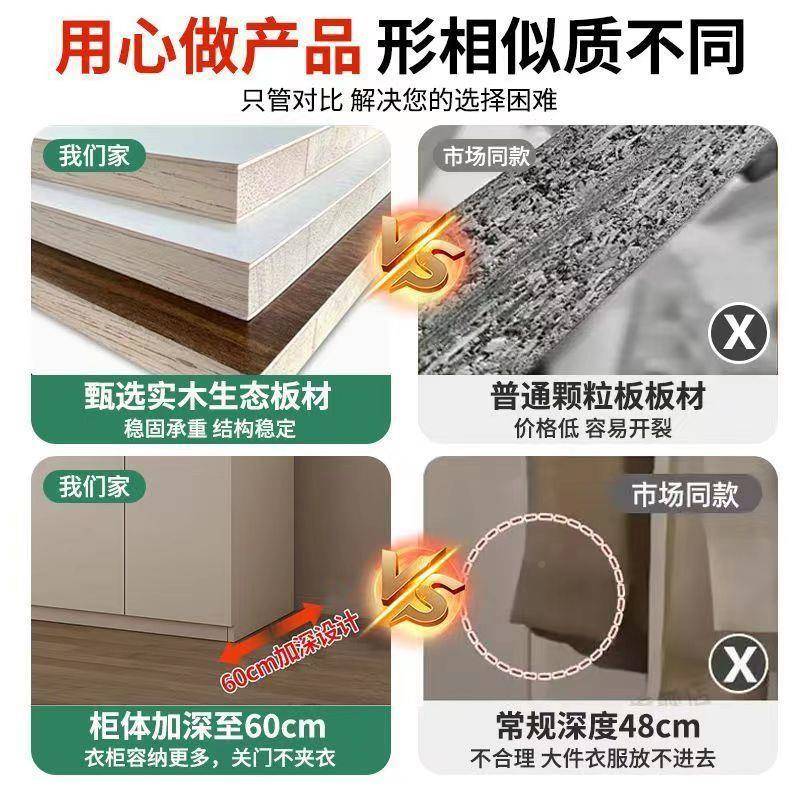 实木衣柜童家卧衣室简约HDP现代小户型对开门橱出租屋用儿储用物