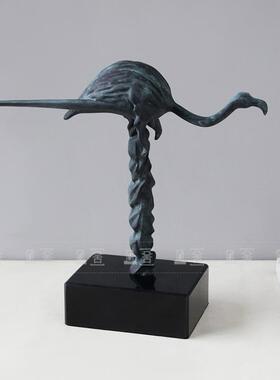 古新中式高档铜IVG鸵鸟软摆件样板间售楼处墅入户玄复关别酒柜装