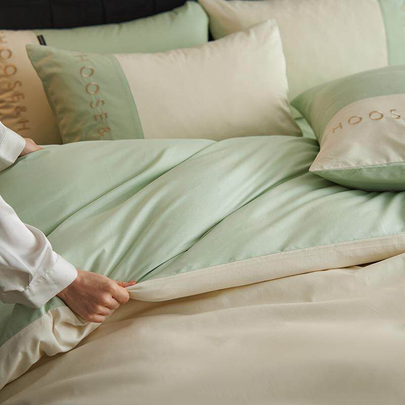 a类母级600支刺绣全棉夏季床上四婴件套轻EMB奢纯棉10被单套床四