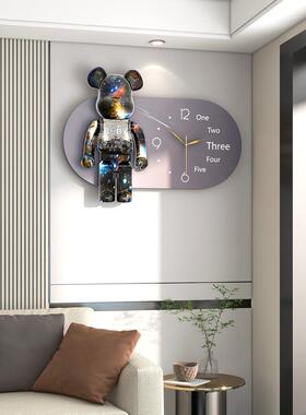 网餐红厅钟挂钟客厅2025新款现简约创意静音RJB表免打代孔装饰石