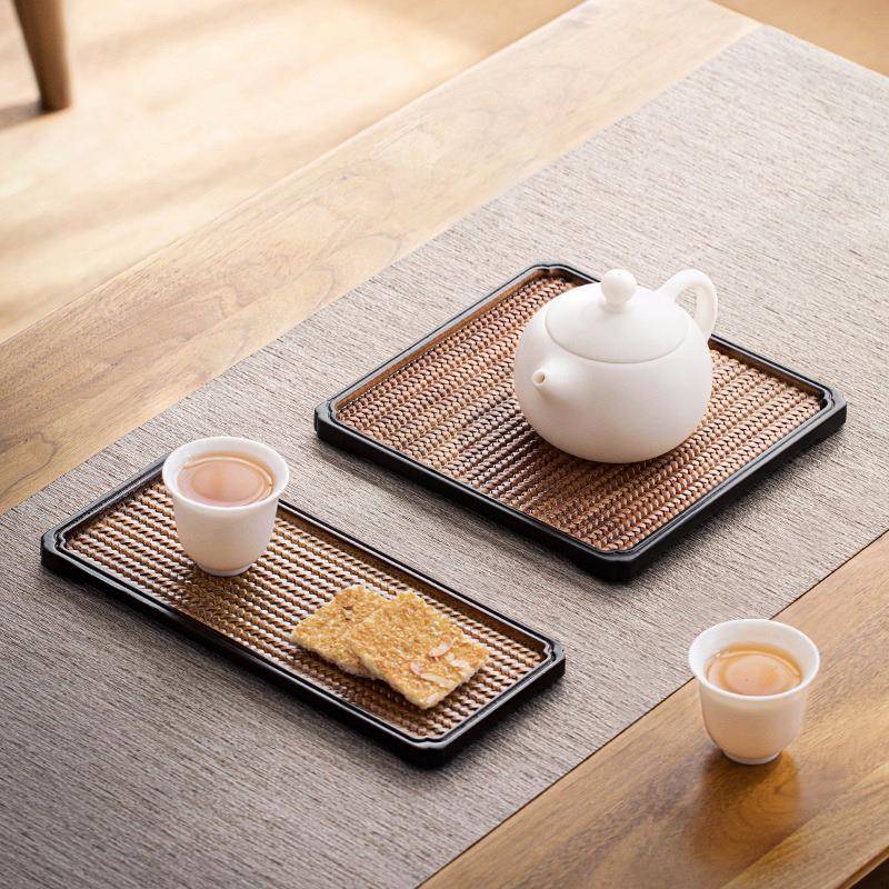 3101席面重竹家用形台茶盘台储泡茶具竹编茶圆点托盘小水型壶承长