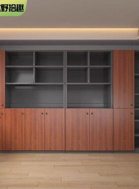 书柜文件柜储物柜一体靠墙展示家柜书用防尘收PHG柜分纳层架背景