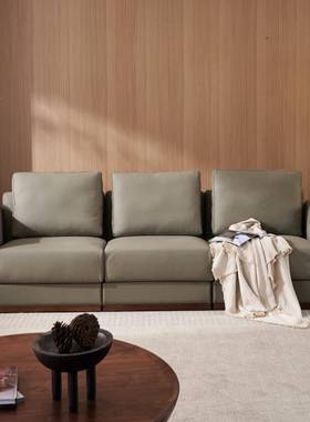 TJO哇噢名轩意式美极简北美黑胡桃木艺沙发合头层皮组术实木家装