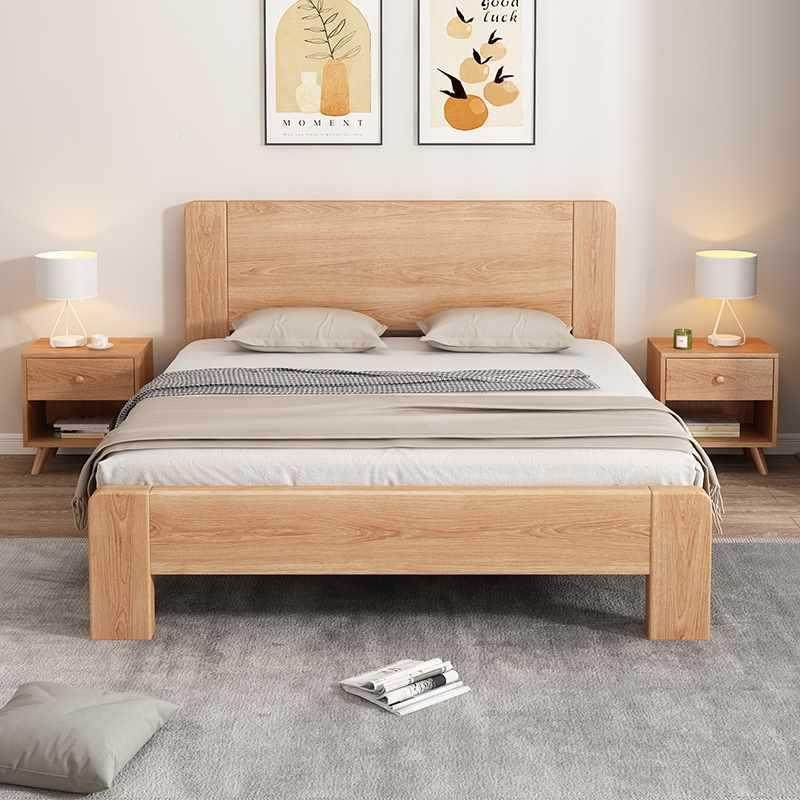 全实木床简约经济橡木床.家主卧双人床1.8米15单床出OSF租人房1用