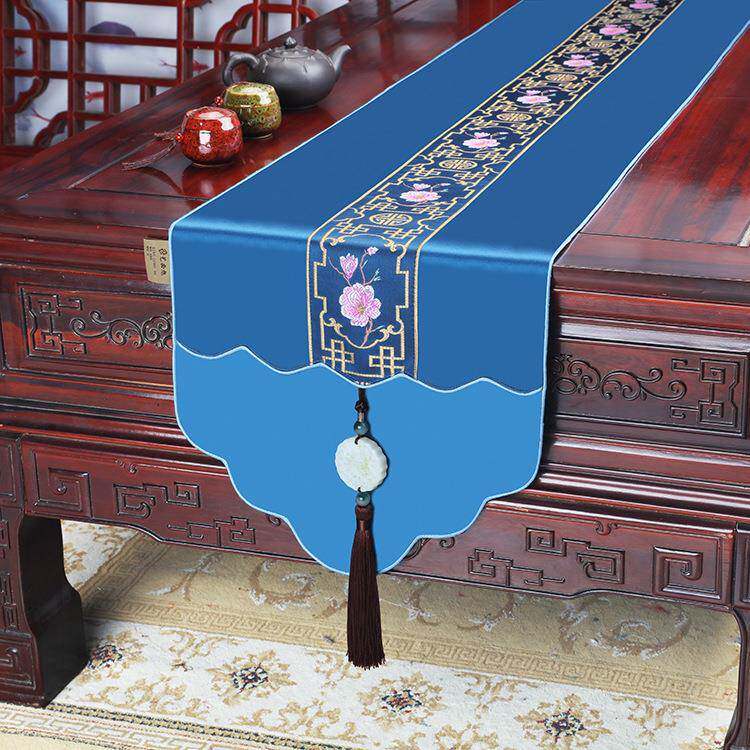 华旭绣颐新中简约大气桌旗轻奢茶几盖60879餐式桌布电视柜床布尾