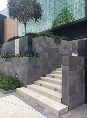 黑洞WHA石火山岩窝板面干挂蜂石材墙园林景观灰黑色火山石板