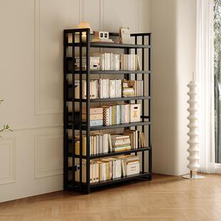 艺奶风钢制书柜儿童书架客厅收纳铁示架子置油物架落地展一体G635