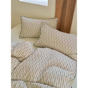 JRE清新氛立理体纹全棉件空气层大提花床上用品四围套