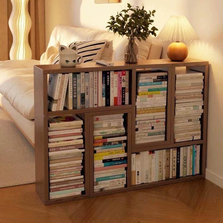 2556格子矮柜实木书架简落地置物架家用客厅由收纳储物柜易自组合