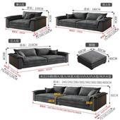 超宽棉麻布现简约慵懒沙意家式 极L形简坐排深直柔软可拆洗用帆船