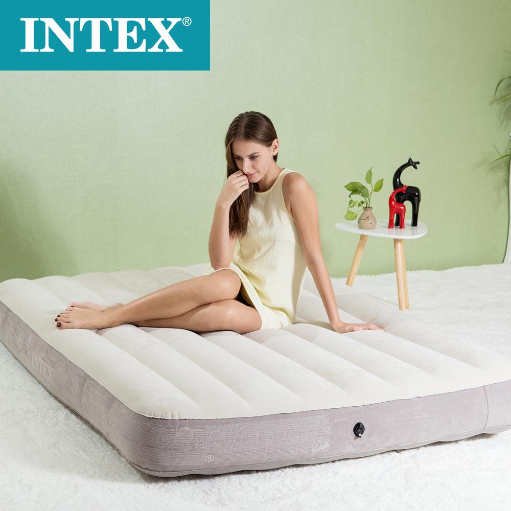INTEX6411植绒双64101人充床垫午睡0垫气床单人加气厚户外野营便