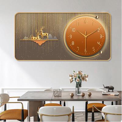 客厅挂装饰画轻奢音时QGI钟现钟表挂代钟客厅静餐厅画