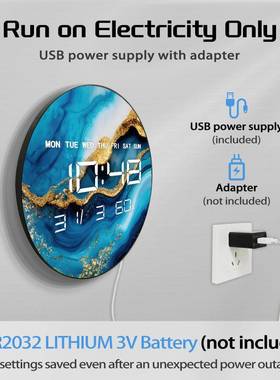 色大理音石简约客厅挂钟电子金多功能家用时钟温带度湿DZA-0082度