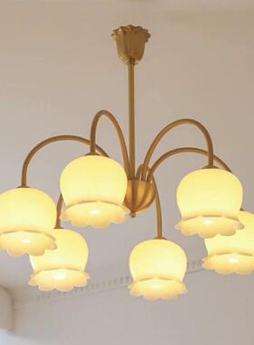 法式轻奢奶油铃兰客厅吊室灯全77405现代简约铜璃玻餐厅灯卧衣帽