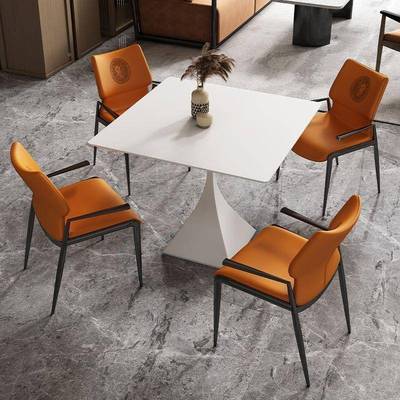 德利丰岩阳板洽餐桌正方MTK形家用小户型桌方桌台现代简约谈椅组
