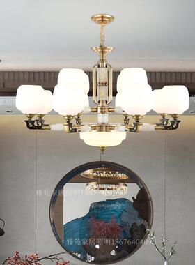 新中式复式中楼别墅梯客厅灯大吊中空挑62321空楼楼间长吊灯三四