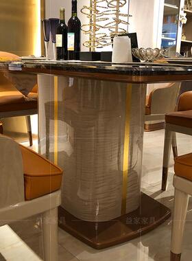 意式轻简奢宾利橙色家具货YJ-237现代约样房板大现理石长餐桌椅全