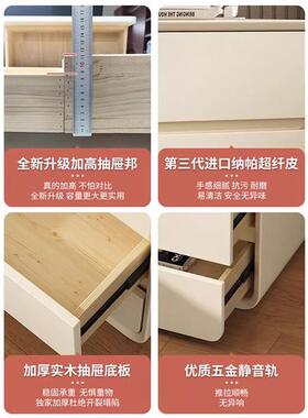 床木头柜安装实简约室现代免家用卧床边柜1111111白色奶油风小型