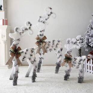 圣诞装饰用品发光植绒圣诞树光麋鹿商场圣诞摆LRN节景布置场道发