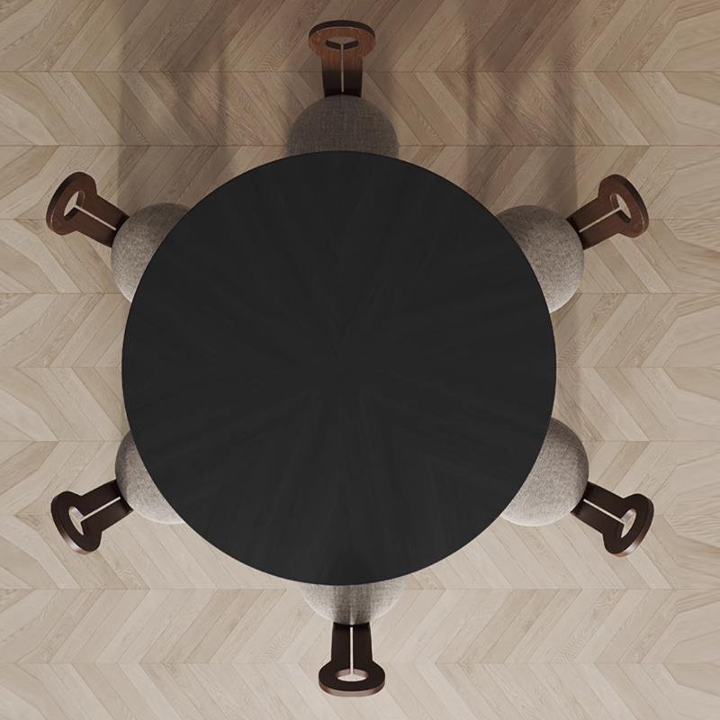 复合古实木餐桌椅组现代简约家用风小户型吃饭桌子现圆代简NLI约