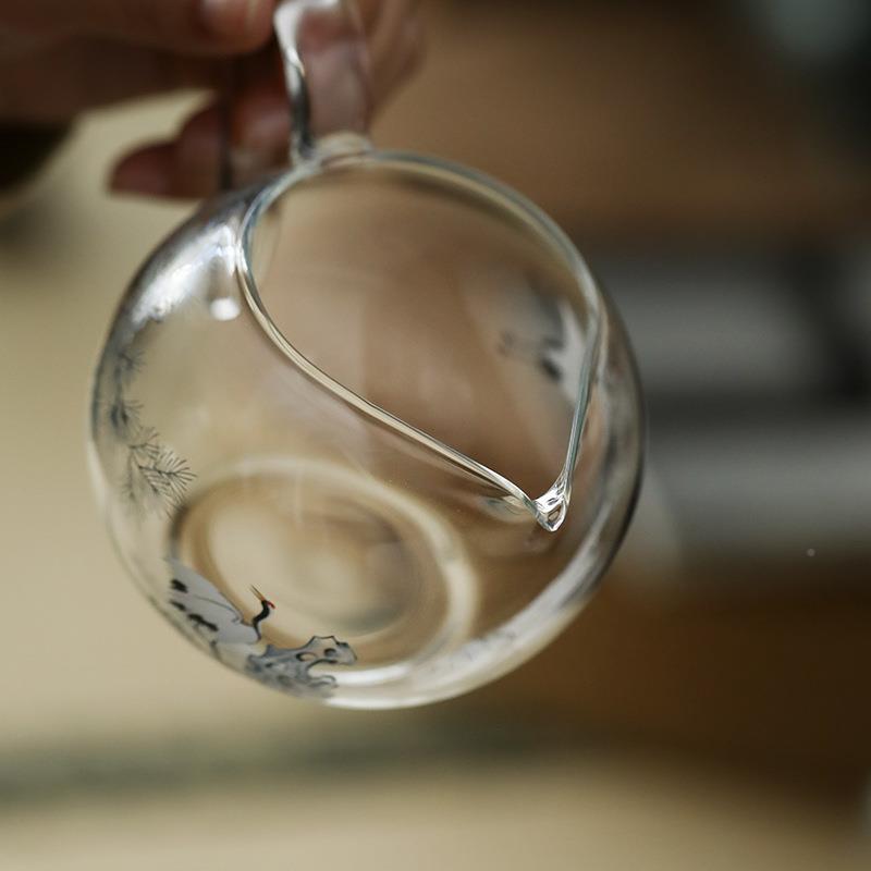 海室茶话松鹤草堂杯公道杯高透耐热宜玻璃分71811茶器公大号茶茶