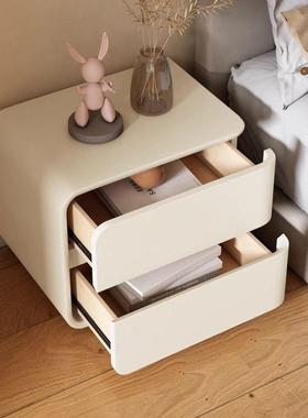 免油安现代简实木床39924头柜卧室家用奶风少女皮质约松装木柜