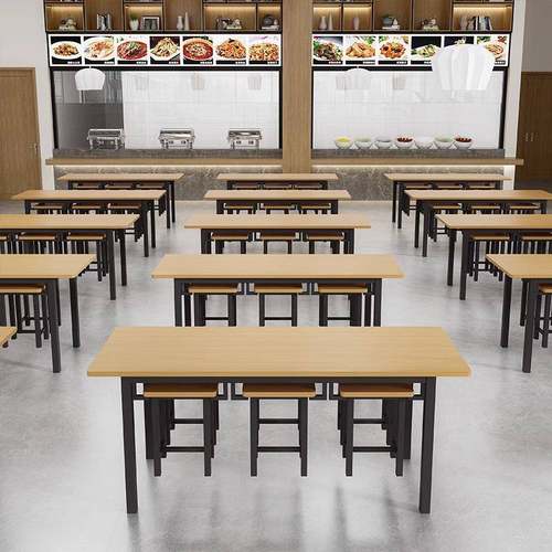 员工堂餐厅餐桌椅可凳挂凳式4人挂凳式学6校学生饭堂食快餐挂店长