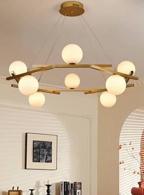 北欧客厅吊线灯现代简约41009大气餐厅卧豆室书房魔分圆球形玻璃