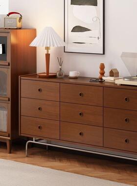 轻奢古实木客九斗柜GEJ中复置古实木厅高级感抽屉柜物柜一体复古