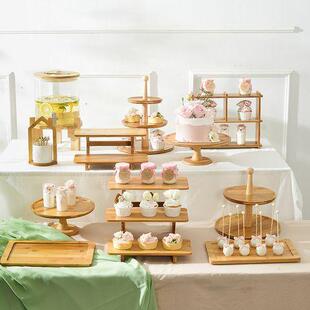 整系冷餐茶歇架摆台摆件木无品牌/质甜品台零食蛋糕托盘自助餐展