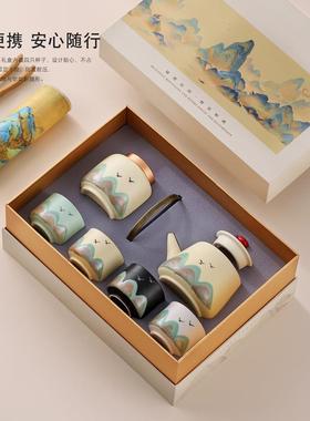 文创国装潮千里绘江山手提43343梁壶茶具高颜值远山壶套年茶会商